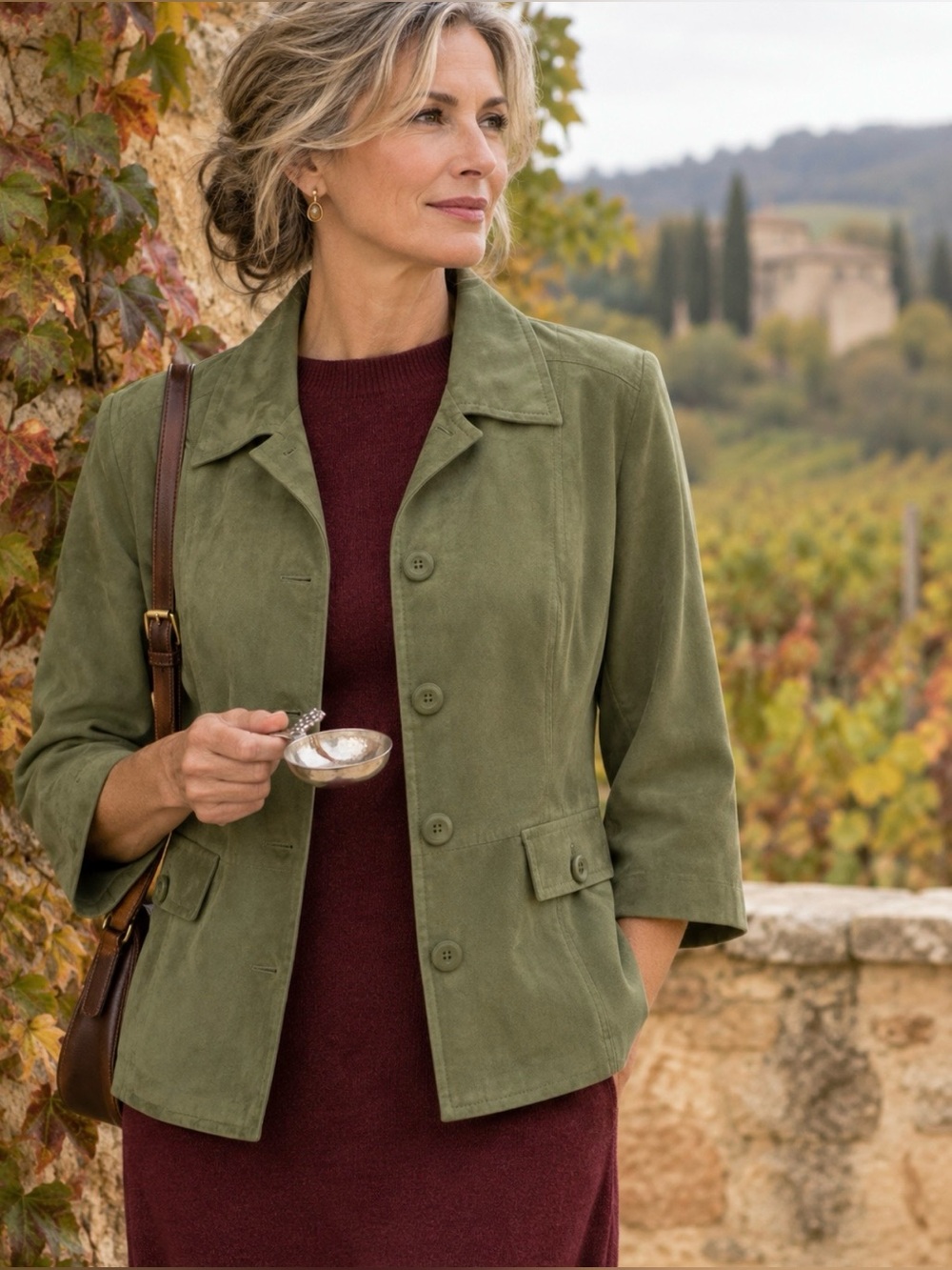 🇨🇦Olive Faux Suede Polished Utility Jacket | Softly Tailored Chameleon Styling